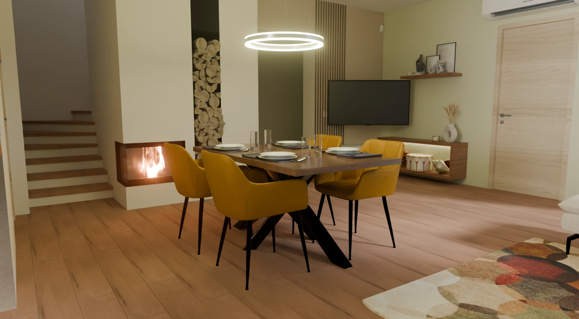 Modern dining- and livingroom design by DAREKO